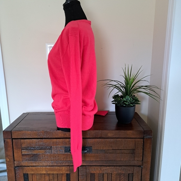 Calvin Klein Jeans V-Neck Sweater Women's Small Pink Cotton Knit Top NWT - Picture 5 of 10